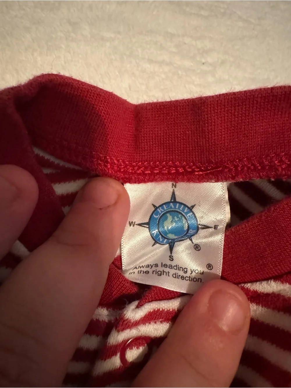 Striped Red & White Baby Footed One-Piece with Team Logo